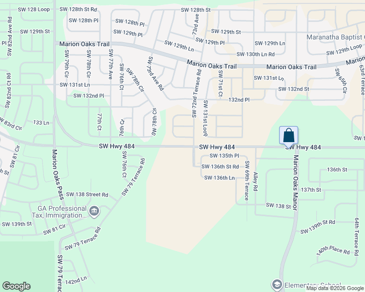 map of restaurants, bars, coffee shops, grocery stores, and more near 7358 Southwest 133rd Lane in Ocala