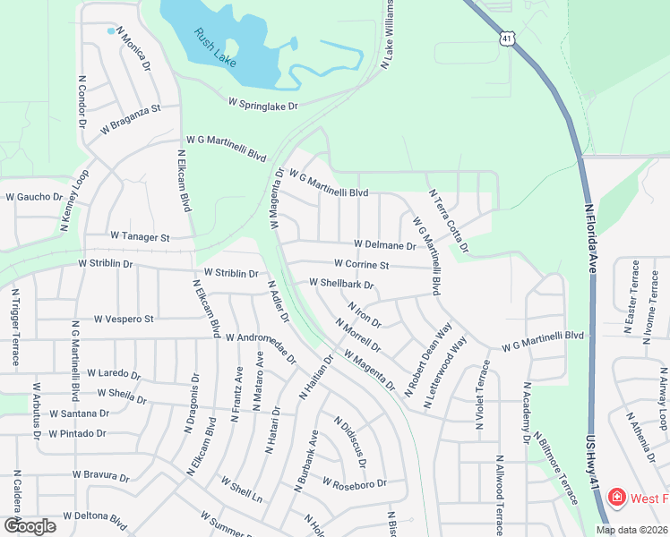 map of restaurants, bars, coffee shops, grocery stores, and more near 2016 West Corrine Street in Citrus Springs