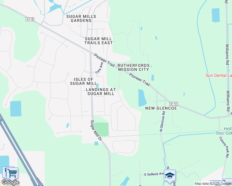 map of restaurants, bars, coffee shops, grocery stores, and more near 540 White Coral Lane in New Smyrna Beach