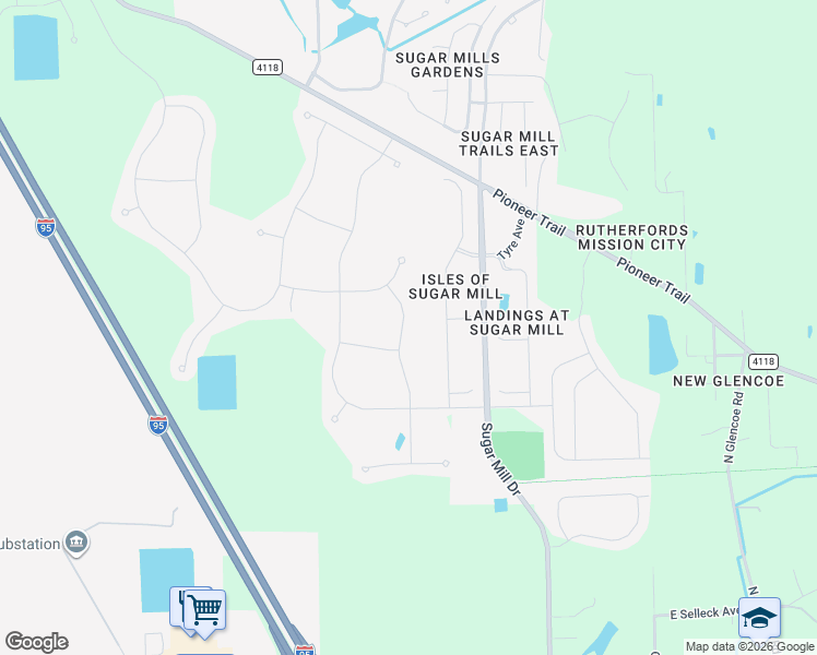 map of restaurants, bars, coffee shops, grocery stores, and more near 551 Armoyan Way in New Smyrna Beach