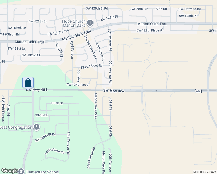 map of restaurants, bars, coffee shops, grocery stores, and more near 13433 60th Avenue Road in Ocala