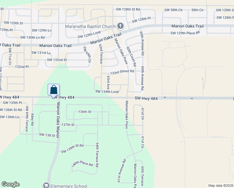 map of restaurants, bars, coffee shops, grocery stores, and more near 6240 Southwest 134th Loop in Ocala