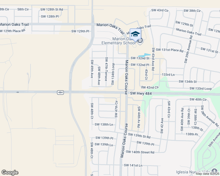 map of restaurants, bars, coffee shops, grocery stores, and more near 4829 Southwest 134th Loop in Ocala