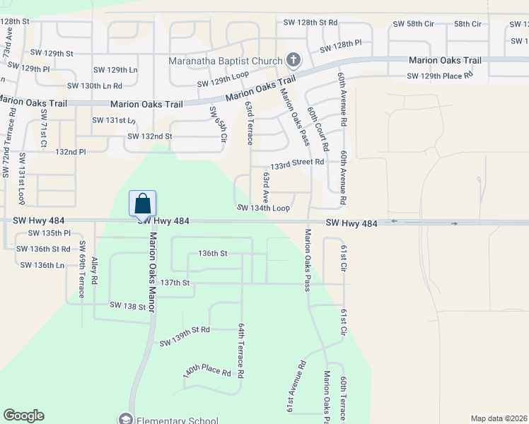 map of restaurants, bars, coffee shops, grocery stores, and more near 6256 Southwest 134th Loop in Ocala