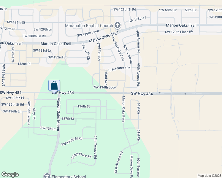 map of restaurants, bars, coffee shops, grocery stores, and more near 6256 Southwest 134th Loop in Ocala