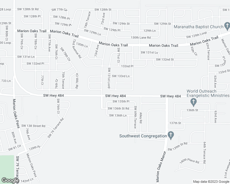 map of restaurants, bars, coffee shops, grocery stores, and more near 7061 Southwest 131st Loop in Ocala