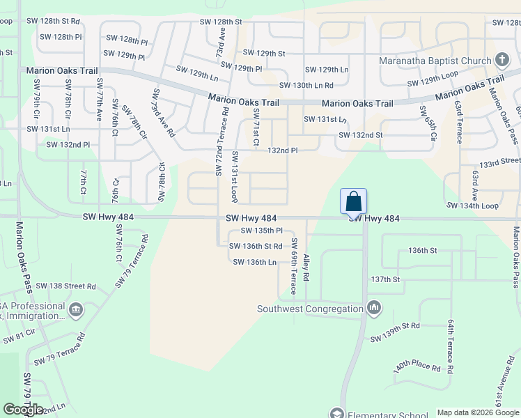 map of restaurants, bars, coffee shops, grocery stores, and more near 7053 Southwest 131st Loop in Ocala