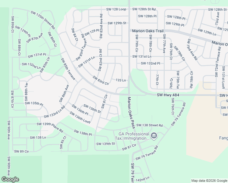 map of restaurants, bars, coffee shops, grocery stores, and more near 8038 Southwest 134 Loop in Ocala