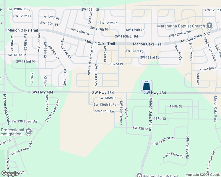map of restaurants, bars, coffee shops, grocery stores, and more near 7053 Southwest 131st Loop in Ocala