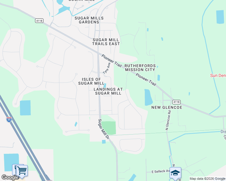 map of restaurants, bars, coffee shops, grocery stores, and more near 596 Mount Olympus Boulevard in New Smyrna Beach