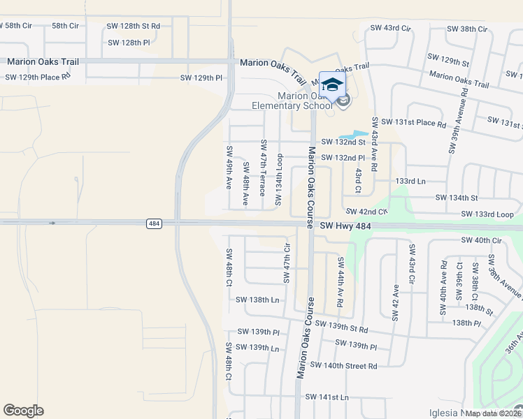 map of restaurants, bars, coffee shops, grocery stores, and more near 4829 Southwest 134th Loop in Ocala