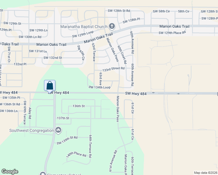 map of restaurants, bars, coffee shops, grocery stores, and more near 6240 Southwest 134th Loop in Ocala