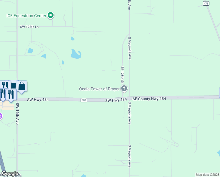 map of restaurants, bars, coffee shops, grocery stores, and more near 13410 Southwest 3rd Court in Ocala