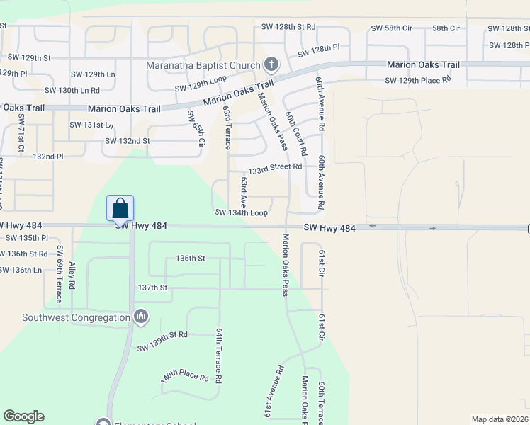 map of restaurants, bars, coffee shops, grocery stores, and more near 6240 Southwest 134th Loop in Ocala