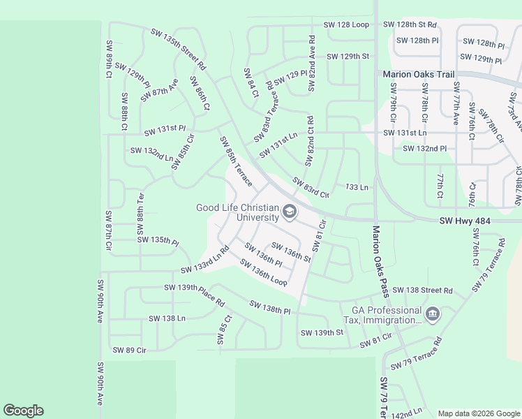 map of restaurants, bars, coffee shops, grocery stores, and more near 8381 Southwest 135 Loop in Ocala