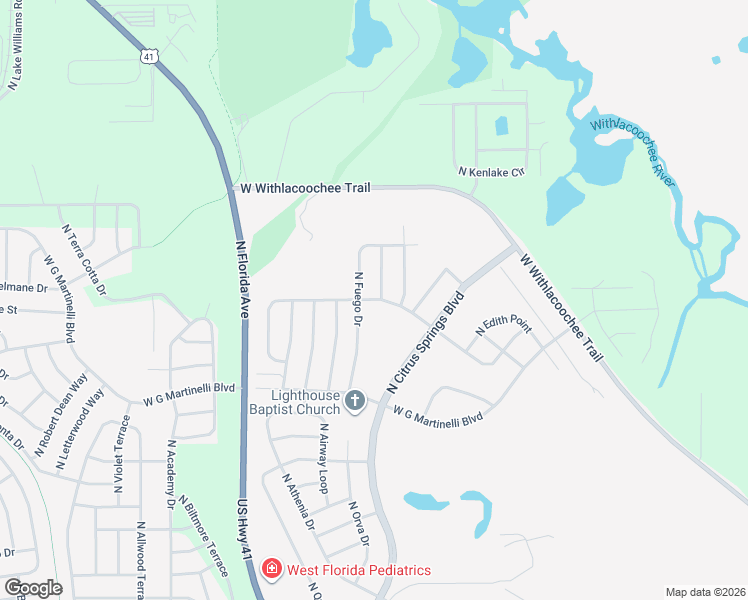 map of restaurants, bars, coffee shops, grocery stores, and more near 930 West Virginis Drive in Citrus Springs
