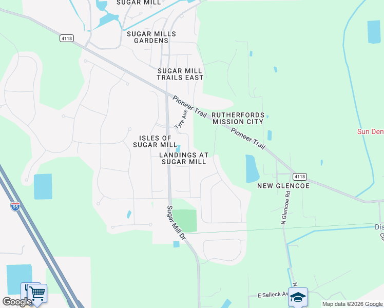 map of restaurants, bars, coffee shops, grocery stores, and more near 615 Mount Olympus Boulevard in New Smyrna Beach