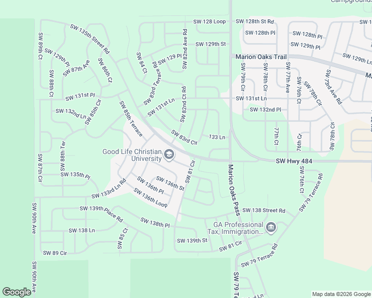 map of restaurants, bars, coffee shops, grocery stores, and more near 8241 Southwest 135 Loop in Ocala