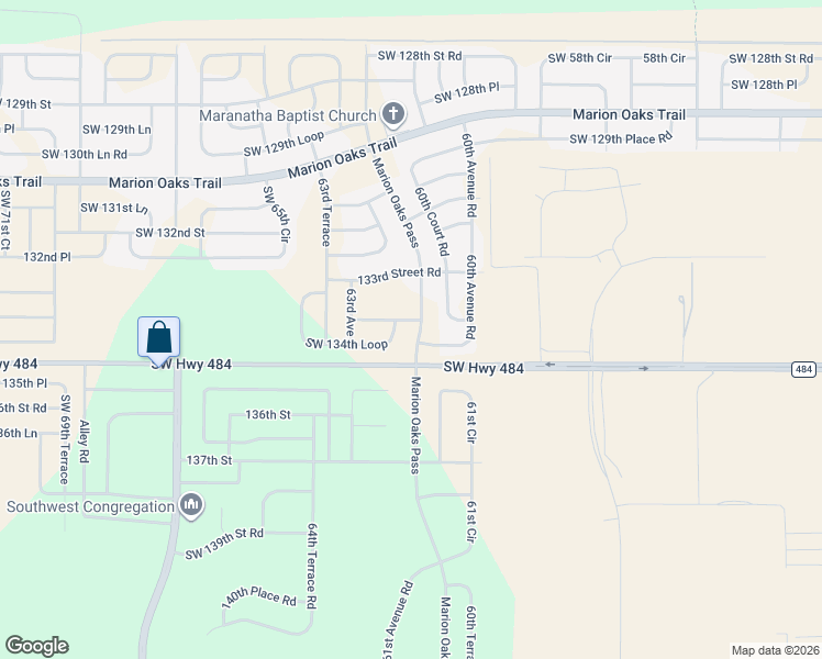 map of restaurants, bars, coffee shops, grocery stores, and more near 6197 Southwest 134th Street in Ocala