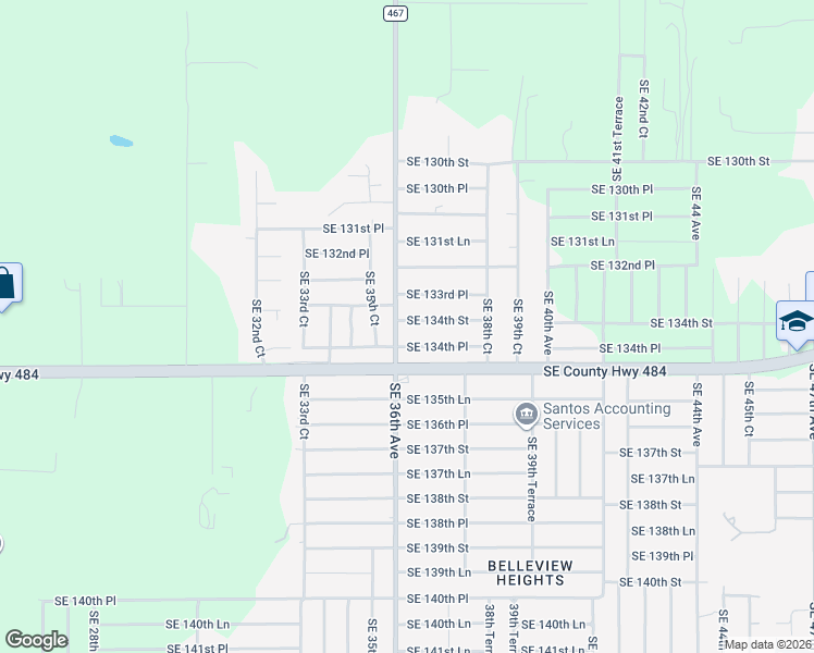map of restaurants, bars, coffee shops, grocery stores, and more near 3655 Southeast 134th Street in Belleview