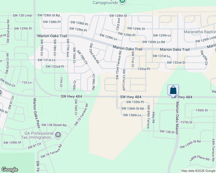 map of restaurants, bars, coffee shops, grocery stores, and more near 7311 Southwest 133rd Lane in Ocala
