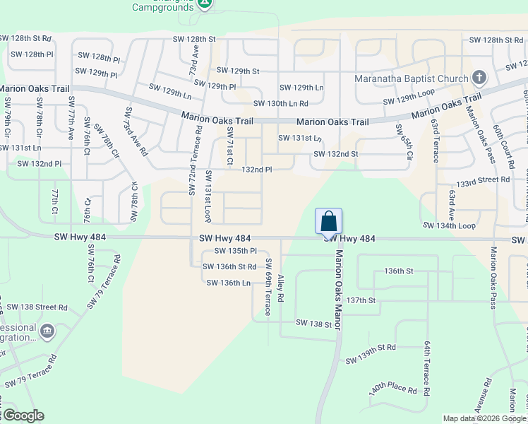 map of restaurants, bars, coffee shops, grocery stores, and more near 7033 Southwest 131st Loop in Ocala