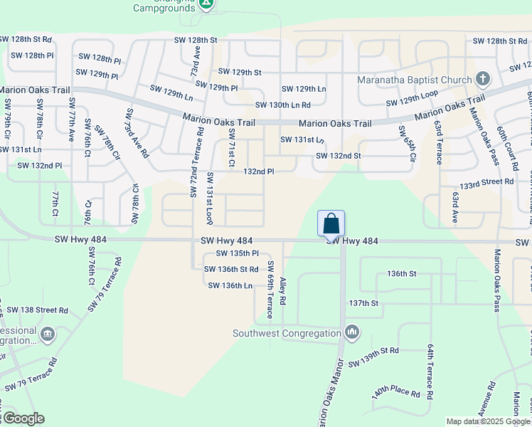 map of restaurants, bars, coffee shops, grocery stores, and more near 7033 Southwest 131st Loop in Ocala