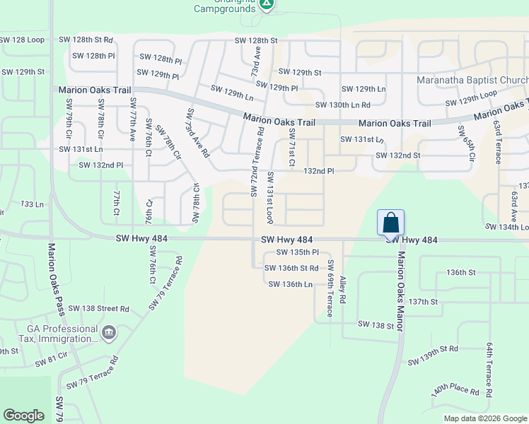 map of restaurants, bars, coffee shops, grocery stores, and more near 7074 Southwest 131st Loop in Ocala