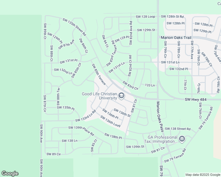 map of restaurants, bars, coffee shops, grocery stores, and more near 8412 Southwest 133rd Lane Road in Ocala