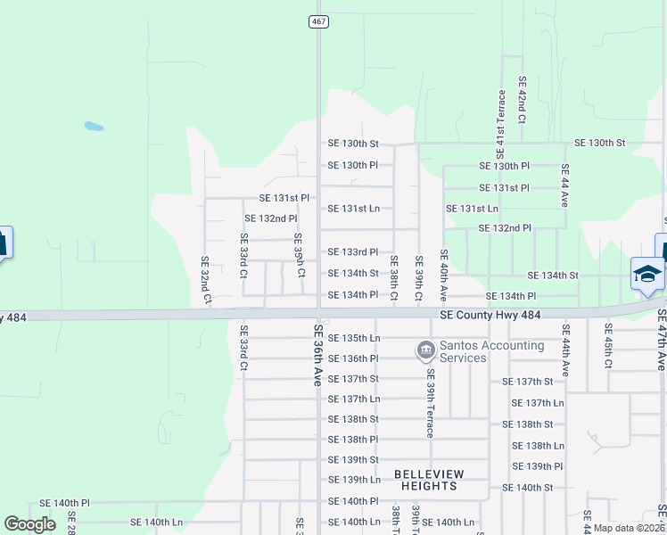 map of restaurants, bars, coffee shops, grocery stores, and more near 3655 Southeast 134th Street in Belleview