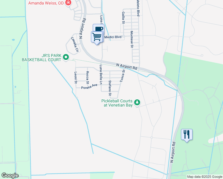 map of restaurants, bars, coffee shops, grocery stores, and more near 3365 Luna Bella Lane in New Smyrna Beach
