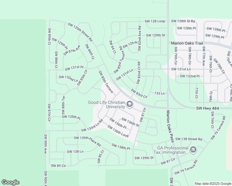map of restaurants, bars, coffee shops, grocery stores, and more near 13375 Southwest 85th Terrace in Ocala