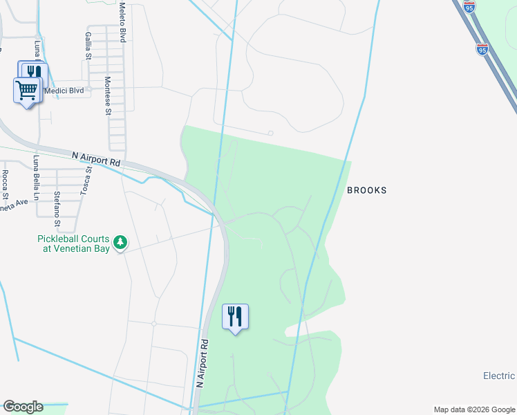 map of restaurants, bars, coffee shops, grocery stores, and more near 265 Portofino Boulevard in New Smyrna Beach