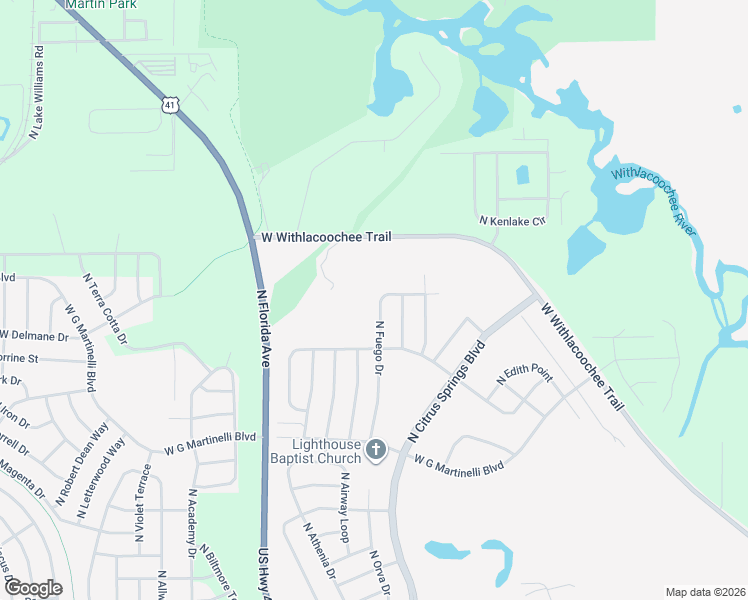 map of restaurants, bars, coffee shops, grocery stores, and more near 11316 North Fuego Drive in Citrus Springs