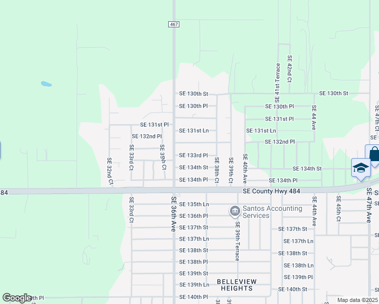 map of restaurants, bars, coffee shops, grocery stores, and more near 3691 Southeast 133rd Place in Belleview
