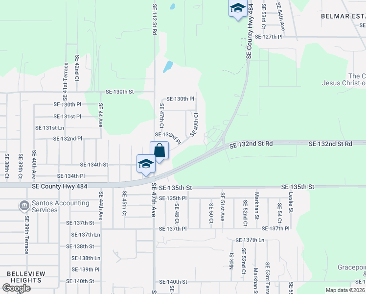 map of restaurants, bars, coffee shops, grocery stores, and more near 4845 Southeast 132nd Place in Belleview