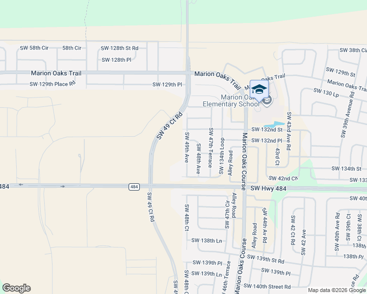 map of restaurants, bars, coffee shops, grocery stores, and more near 13292 Southwest 49th Avenue in Ocala