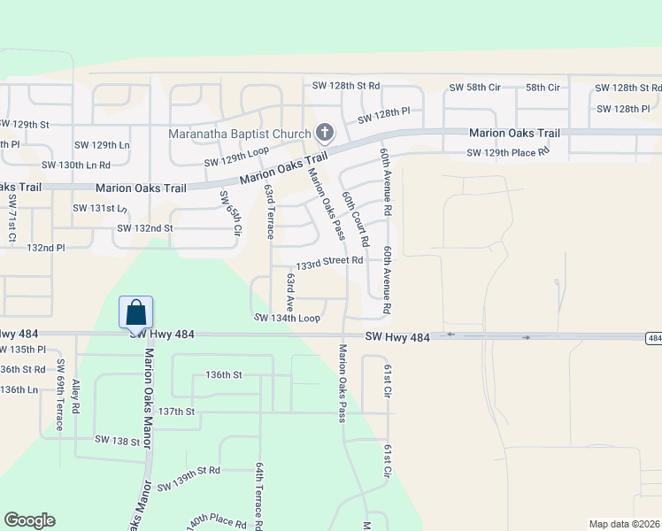 map of restaurants, bars, coffee shops, grocery stores, and more near 6231 Southwest 133rd Street Road in Ocala