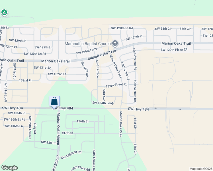 map of restaurants, bars, coffee shops, grocery stores, and more near 6328 132nd Loop in Ocala