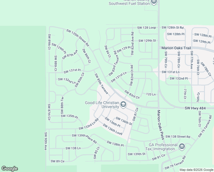 map of restaurants, bars, coffee shops, grocery stores, and more near SW 85 Terrace in Ocala