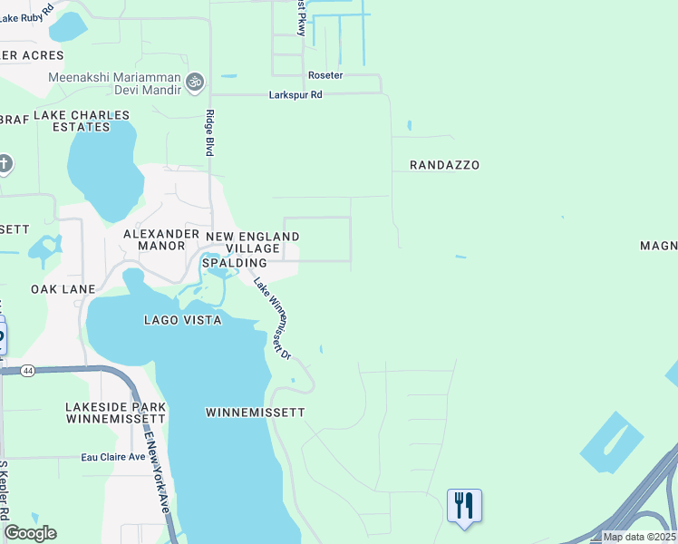 map of restaurants, bars, coffee shops, grocery stores, and more near 2612 Winnemissett Oaks Drive in DeLand