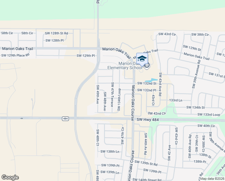 map of restaurants, bars, coffee shops, grocery stores, and more near 13263 Southwest 47th Terrace in Ocala