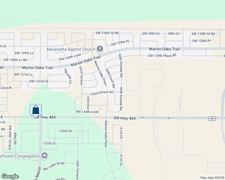 map of restaurants, bars, coffee shops, grocery stores, and more near 13282 60th Court Road in Ocala