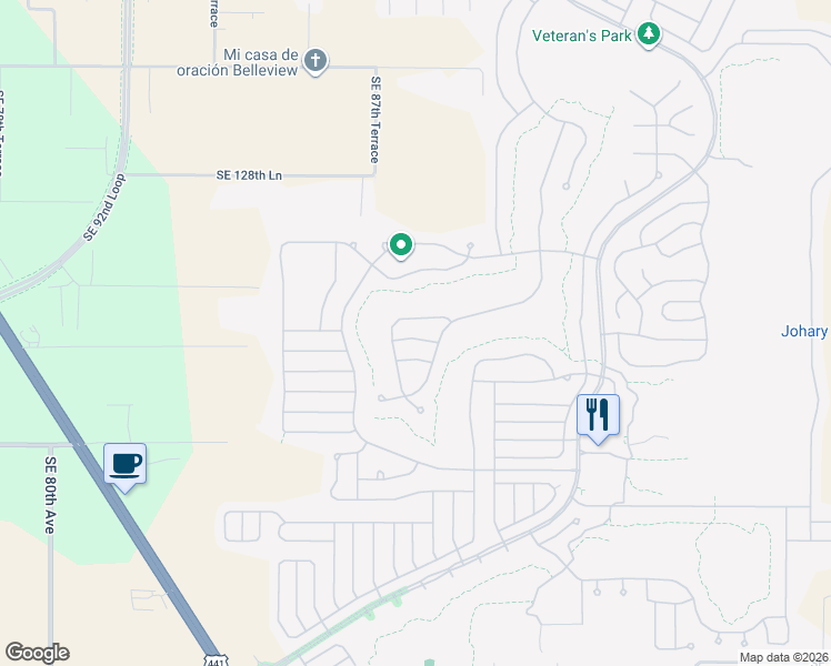 map of restaurants, bars, coffee shops, grocery stores, and more near 8851 Southeast 132nd Place in Summerfield