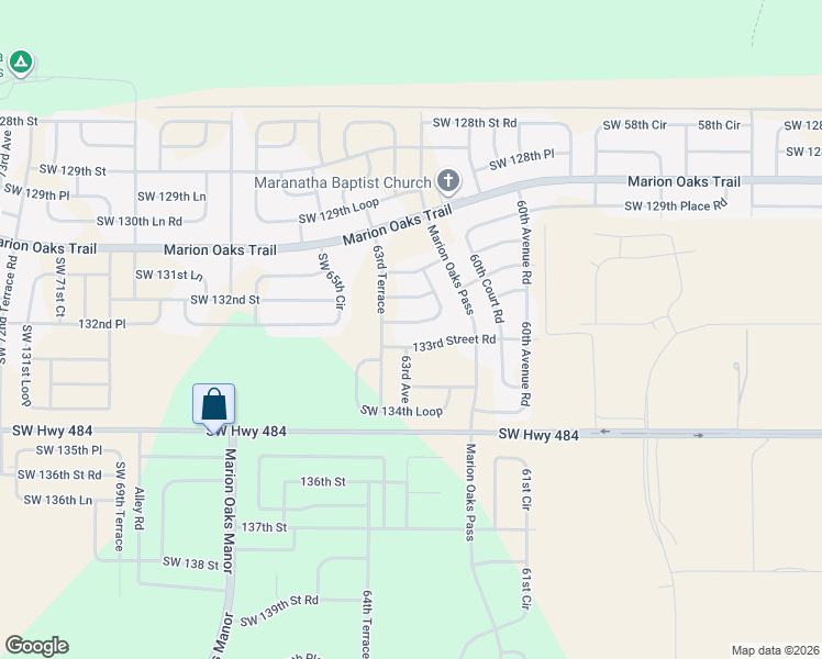 map of restaurants, bars, coffee shops, grocery stores, and more near 6328 SW 132nd Loop in Ocala