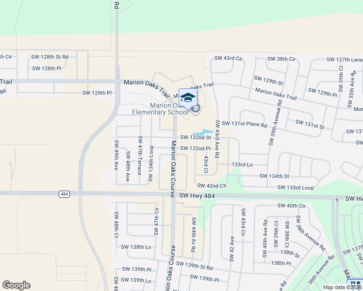 map of restaurants, bars, coffee shops, grocery stores, and more near 4510 Southwest 132nd Place in Ocala