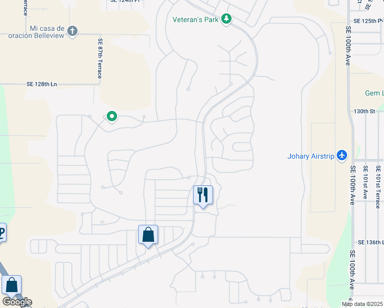map of restaurants, bars, coffee shops, grocery stores, and more near 13362 Southeast 92nd Court Road in Summerfield
