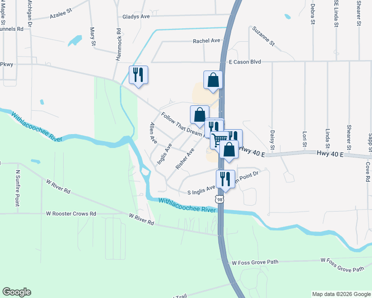 map of restaurants, bars, coffee shops, grocery stores, and more near 72 Risher Avenue in Inglis