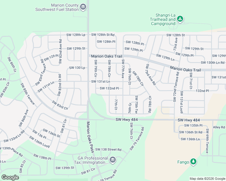 map of restaurants, bars, coffee shops, grocery stores, and more near 13121 Southwest 78th Circle in Ocala