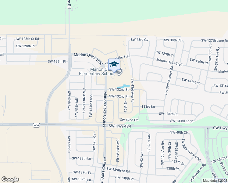 map of restaurants, bars, coffee shops, grocery stores, and more near 4430 Southwest 132nd Place in Ocala